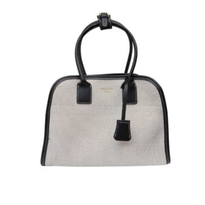 Prada Medium Blend And Leather Tote Bag Black 33Cm 1BG572 2HJA F0I55 V OOZ