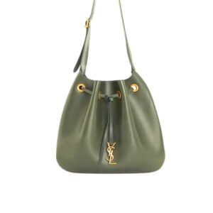 Saint Laurent Paris VII Medium Flat Hobo Bag In Smooth Army Green 28Cm