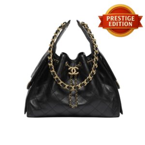 Prestige Edition – Chanel 25 Small Handbag Grained & Gold-Tone Metal Black 26Cm AS5293 B20304 94305