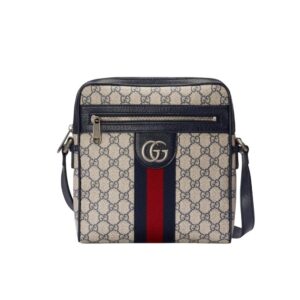 Gucci Ophidia Small Messenger Bag Beige and Blue GG Supreme Canvas 23Cm ‎547926 96IWN 4076