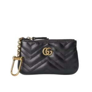 Gucci GG Marmont Key Case Chevron Matelasse Wallet Black 12Cm