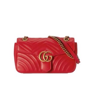 Gucci GG Marmont Medium Shoulder Bag Red 26Cm 443496 AABZC 6832
