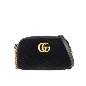 Gucci GG Marmont Small Camera Bag Velvet Black 23Cm