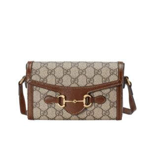 Gucci Horsebit 1955 Mini Bag‎ Beige And Dark Brown GG Supreme 18Cm 699296 92TCG 8563