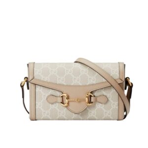 Gucci Horsebit 1955 Mini Bag‎ Beige And White GG Supreme 18Cm ‎699296 UULBG 9683