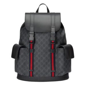 Gucci Soft GG Supreme Black Backpack with Blue & Red Web 42cm 495563 K9R8X 1071