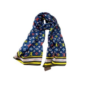 Louis Vuitton Colorful Monogram Scarf Blue 180Cm