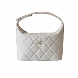 Chanel 25C Hobo Bag Caviar White 17Cm
