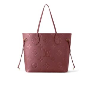 Louis Vuitton Neverfull MM Monogram Empreinte Bag Wine Red 32Cm