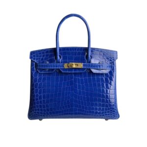 Hermes Birkin 30 Crocodile Gold-Toned Hardware Dark Blue 30Cm