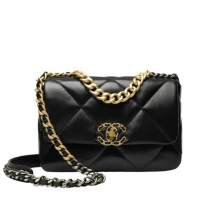 Chanel 19 Flap Bag Shiny Gold And Silver Tone Black 26Cm AS1160 B04852 94305