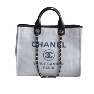 Chanel Deauville Tote White Gray 38cm A66941