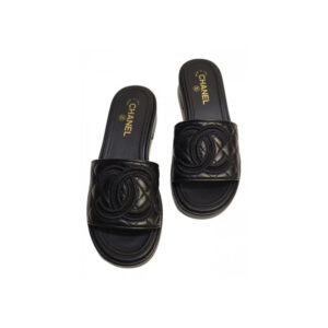 Chanel Quilted CC Logo Mules Black