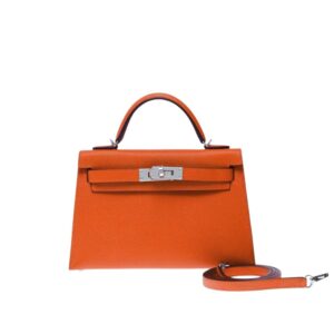 Hermes Kelly Mini Epsom Handbag Orange 19Cm