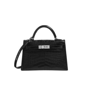 Hermes Kelly Mini Handbag Matte Alligator Black 20Cm