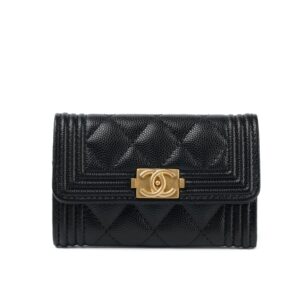 Chanel Boy Flap Card Holder Black 11Cm A80603 Y07659 94305