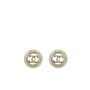 Chanel Round Stud Earrings Gold