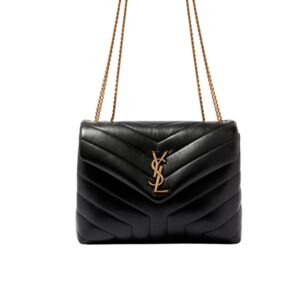 Saint Laurent Loulou Small Chain Bag In Matelassé Y Black Gold 23Cm 494699DV7271000