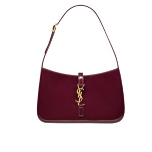 Saint Laurent Le 5 A 7 Patent Hobo Bag In Shiny Wine Red 25Cm